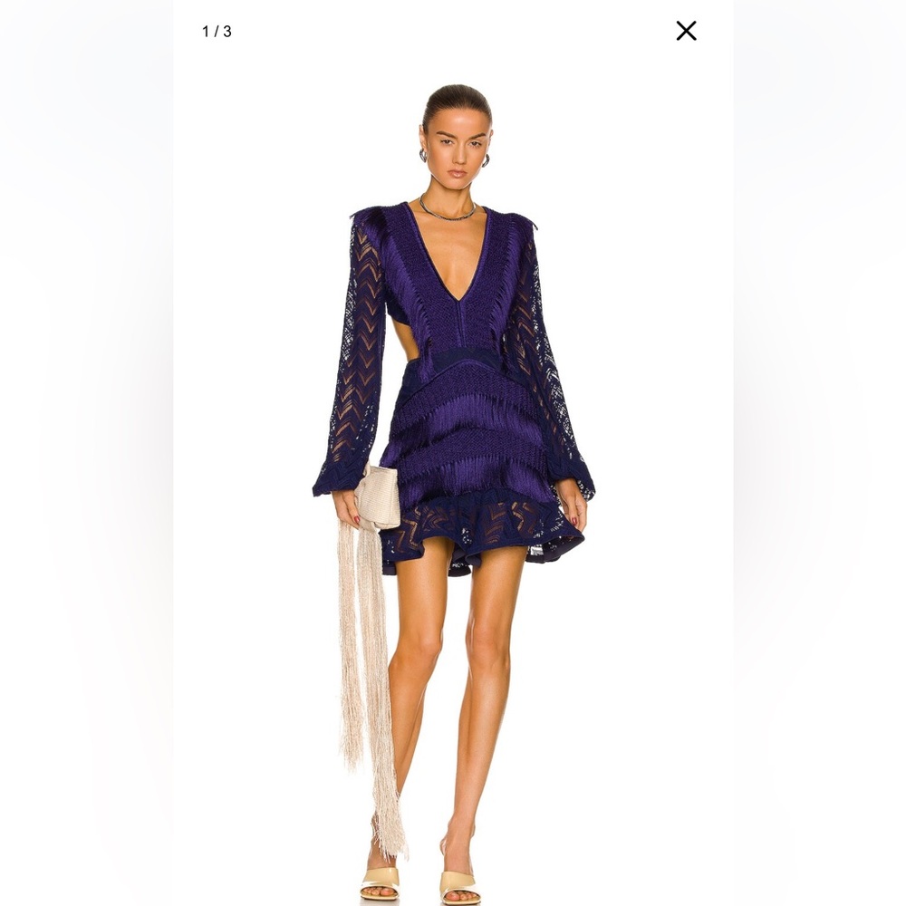 PATBO Fringe Cut-out mini dress